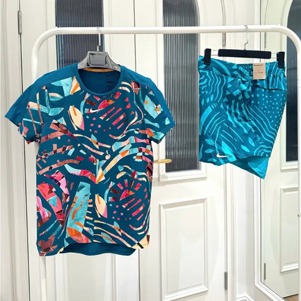 Bộ Thể Thao Nam Nike Court Dri-Fit Slam Crew Geode DX5526-381 Màu Xanh Họa Tiết Size M (Form Âu) - Thời trang - Vua Hàng Hiệu