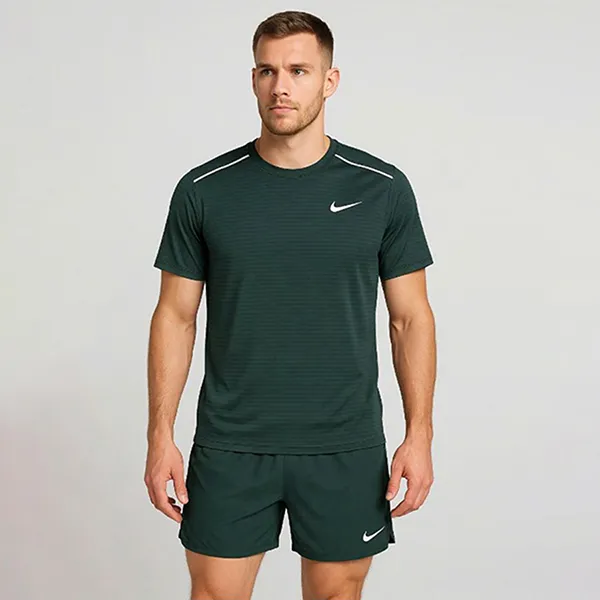 Bộ Thể Thao Nam Nike Miler Short Vintage Green Set Màu Xanh Lá Size S (Form Á)