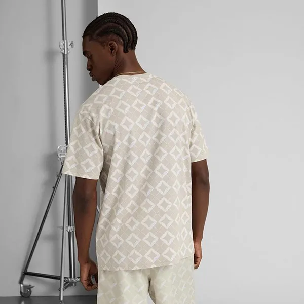 Bộ Thể Thao Nam Puma Men's Short Tee With Graphic Print Màu Be Họa Tiết Size S (Form Âu)