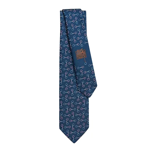 Cà Vạt Nam Hermès Mors Tricolore Tie Indigo / Rose / Ciel Màu Xanh/Hồng