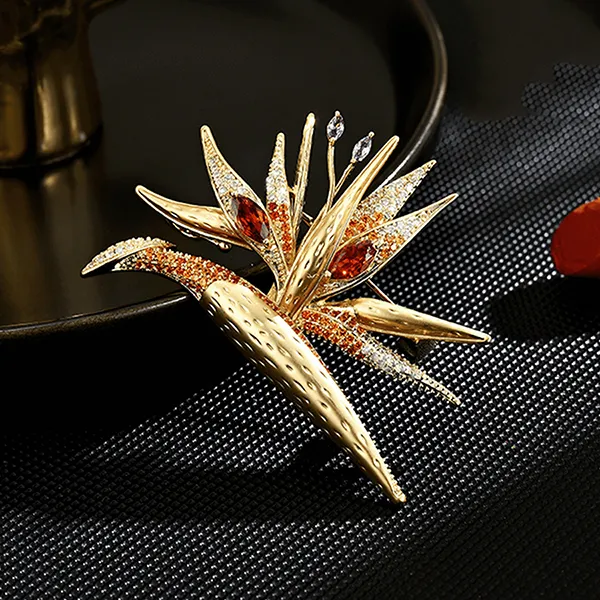 Cài Áo Nữ Meri Bird of Paradise BR871 Màu Vàng