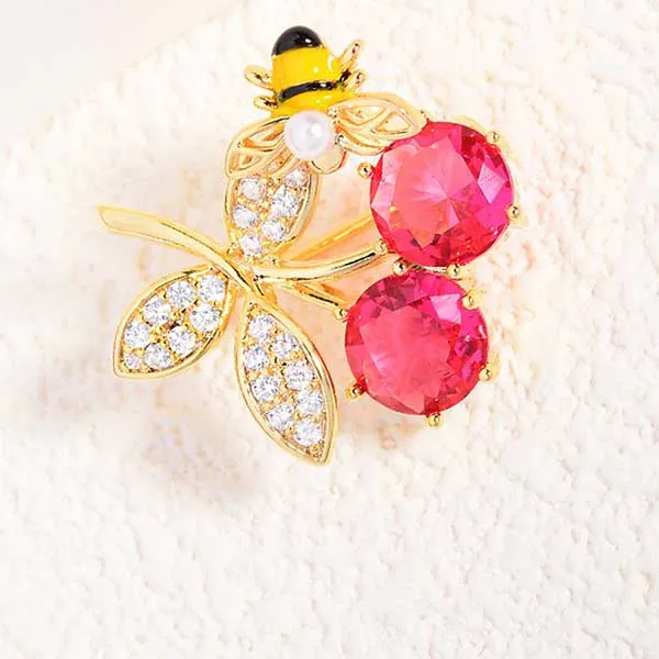 Cài Áo Nữ Meri Cherry And Bee BR872 Màu Hồng Vàng