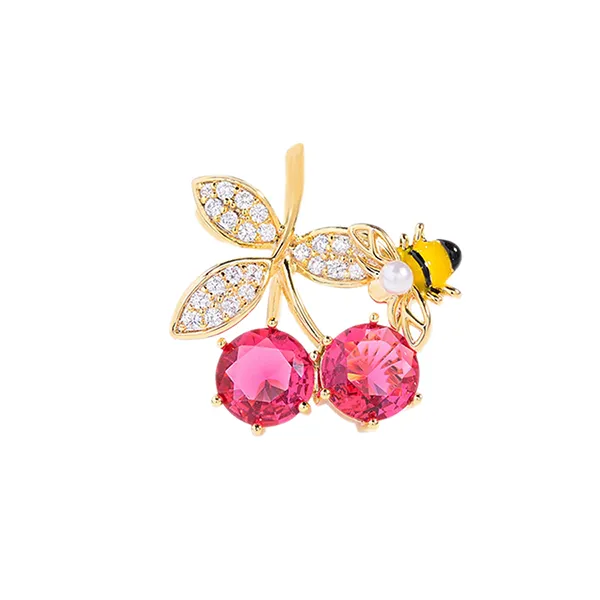 Cài Áo Nữ Meri Cherry And Bee BR872 Màu Hồng Vàng
