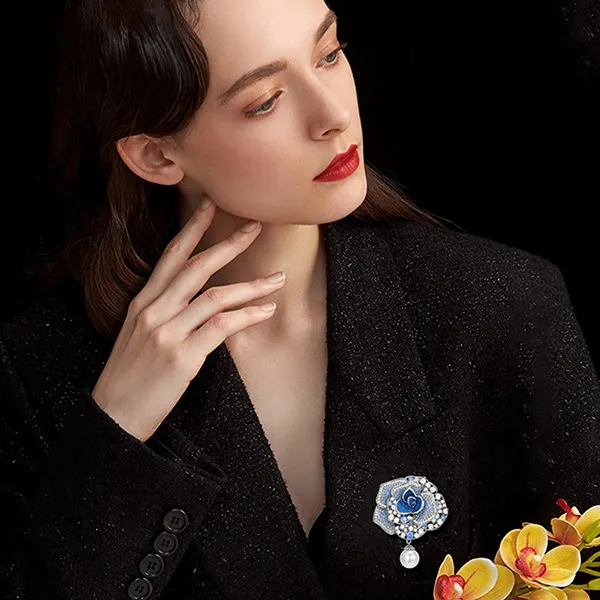 Cài Áo Nữ Meri Classy Rose BR867 Màu Xanh Bạc - Phụ kiện - Vua Hàng Hiệu