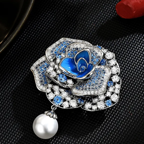 Cài Áo Nữ Meri Classy Rose BR867 Màu Xanh Bạc - Phụ kiện - Vua Hàng Hiệu