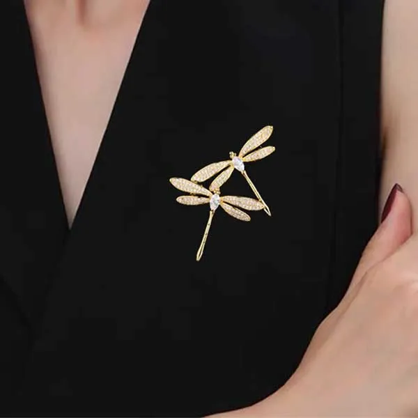 Cài Áo Nữ Meri Gemstone Golden Dragonflies BR797 Màu Vàng Gold