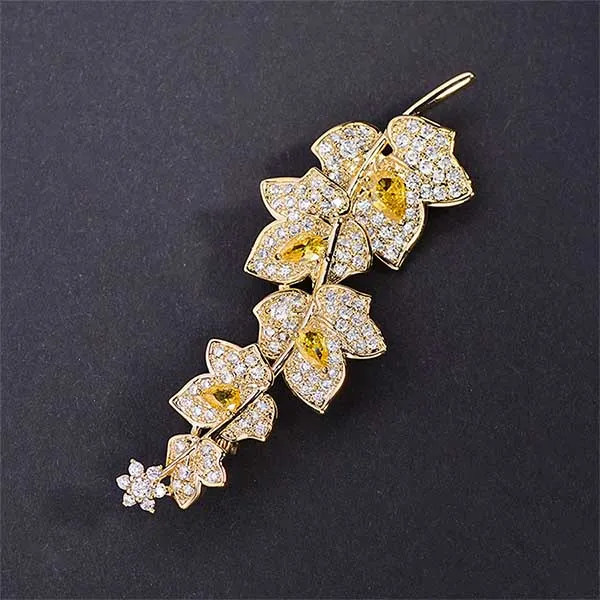 Cài Áo Nữ Meri Ivy Leaf BR717-V Màu Vàng Gold