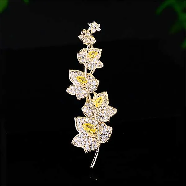 Cài Áo Nữ Meri Ivy Leaf BR717-V Màu Vàng Gold