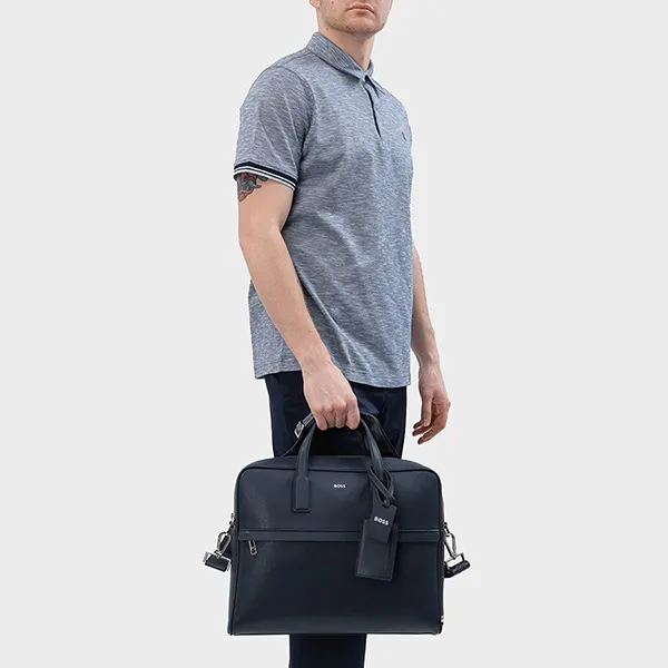 Cặp Xách Tay Hugo Boss Leather Bag With Two Handles Màu Xanh Navy - Túi xách - Vua Hàng Hiệu