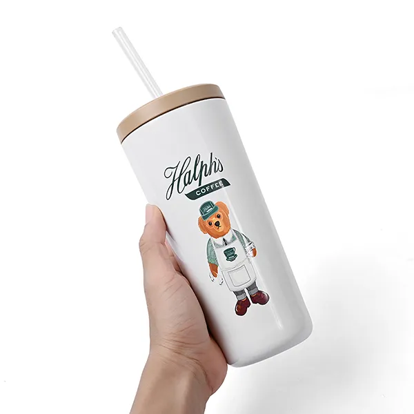 Cốc Giữ Nhiệt Ralph Lauren Coffee Barista Polo Bear Tumbler Màu Trắng 710ml - Cốc - Vua Hàng Hiệu