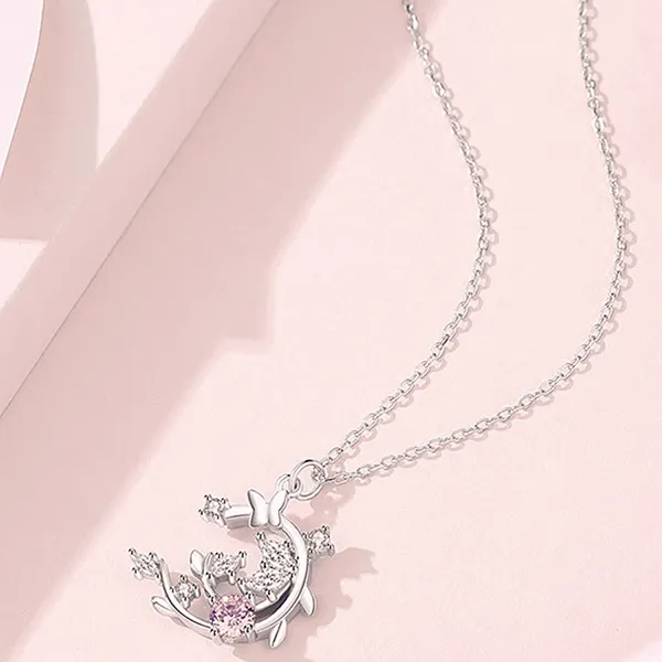 Dây Chuyền Nữ Kya Jewel Butterfly Blossom KN3 Màu Bạc Hồng - Trang sức - Vua Hàng Hiệu