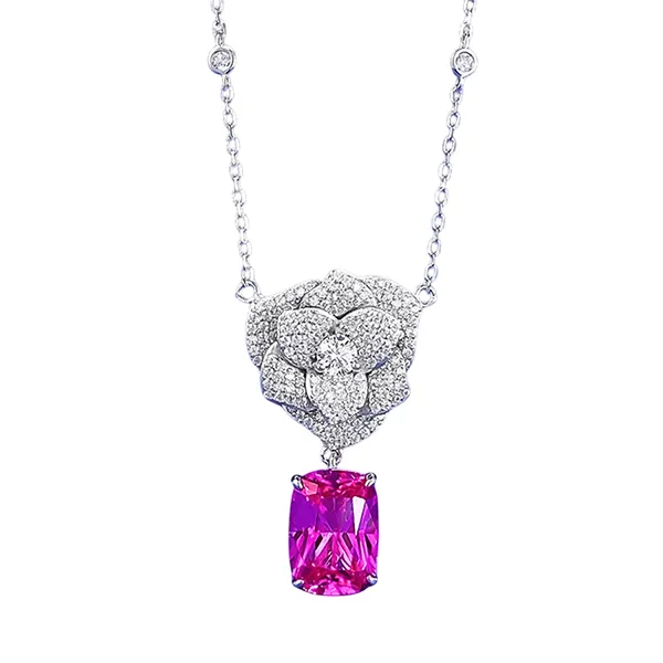 Dây Chuyền Nữ Kya Jewel Charming Camellia SN135 Màu Bạc/Hồng