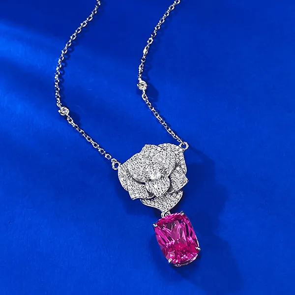 Dây Chuyền Nữ Kya Jewel Charming Camellia SN135 Màu Bạc/Hồng