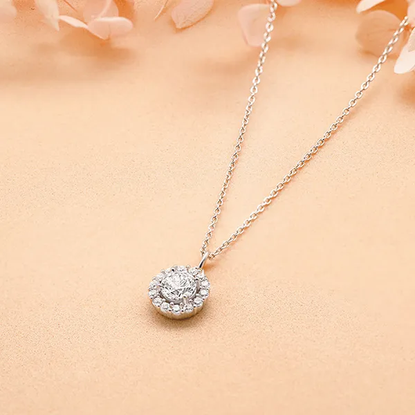 Dây Chuyền Nữ Kya Jewel Halo Circle SN131 Màu Bạc Trắng