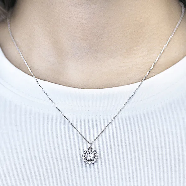 Dây Chuyền Nữ Kya Jewel Halo Circle SN131 Màu Bạc Trắng