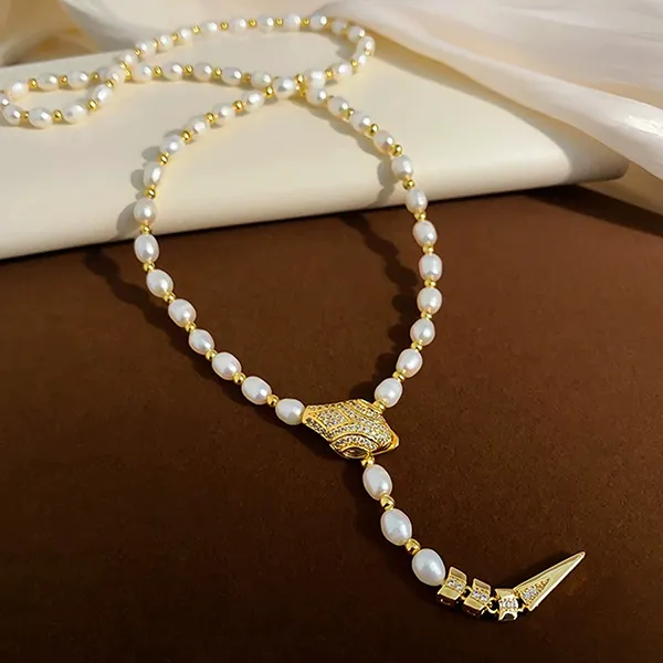Dây Chuyền Nữ Kya Jewel Ngọc Trai Luxe Snake JN37 Màu Trắng/Vàng