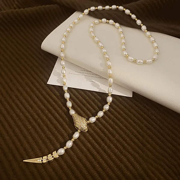 Dây Chuyền Nữ Kya Jewel Ngọc Trai Luxe Snake JN37 Màu Trắng/Vàng