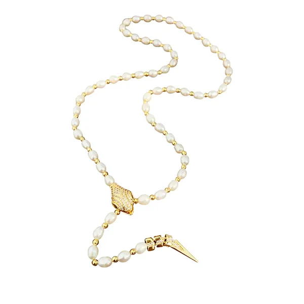 Dây Chuyền Nữ Kya Jewel Ngọc Trai Luxe Snake JN37 Màu Trắng/Vàng
