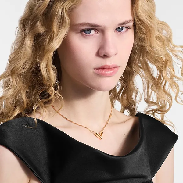 Dây Chuyền Nữ Louis Vuitton LV M02382 Essential V Necklace Màu Vàng Hồng - Trang sức - Vua Hàng Hiệu