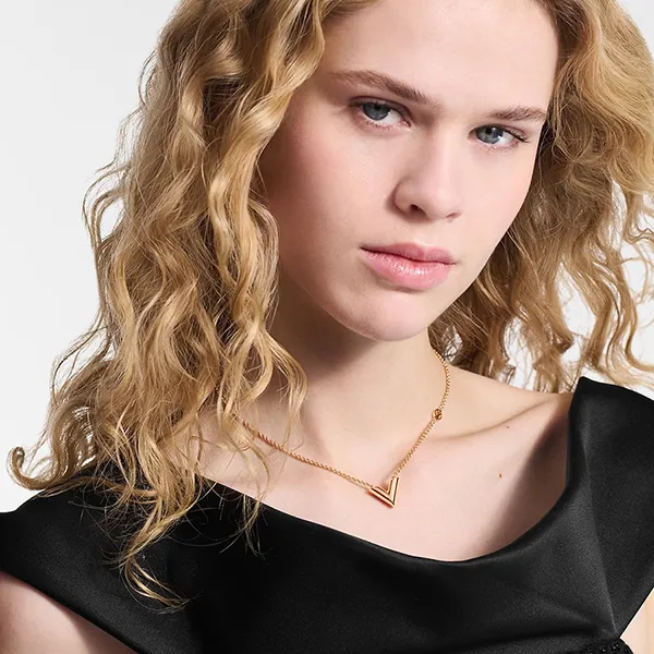 Dây Chuyền Nữ Louis Vuitton LV M02382 Essential V Necklace Màu Vàng Hồng - Trang sức - Vua Hàng Hiệu