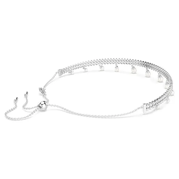 Dây Chuyền Nữ Swarovski Choker Crystal Pearl, Round Cut, White, Rhodium Plated 5720865 Màu Bạc