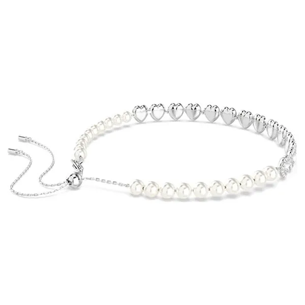 Dây Chuyền Nữ Swarovski Mixed Cuts, Crystal Pearl, Heart, White, Rhodium Plated 5720861 Màu Bạc