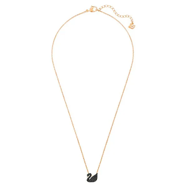 Dây Chuyền Nữ Swarovski Swan, Small, Black, Rose Gold-Tone Plated Màu Đen - Vàng Hồng