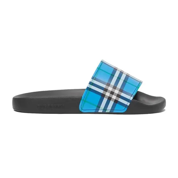 Dép Burberry Check Slides Màu Xanh Blue Size 36