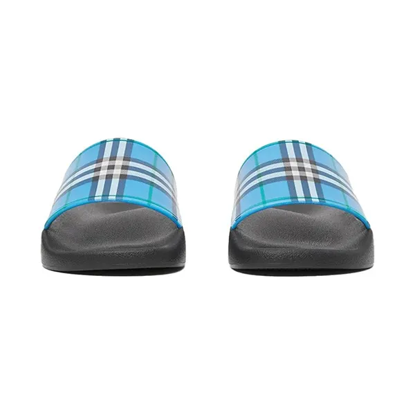 Dép Burberry Check Slides Màu Xanh Blue Size 36