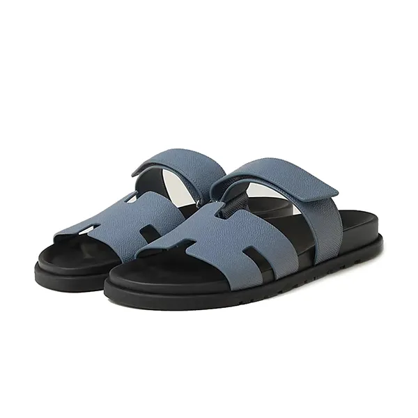 Dép Hermès HM Chypre Sandal Bleu Grignon Màu Xanh Blue Size 42.5
