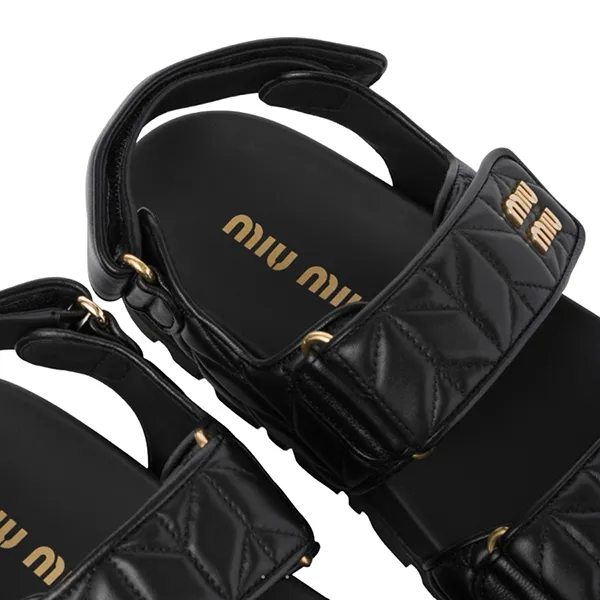 Dép Nữ Miu Miu Matelassé Nappa Leather In Black 5XX605 3LM5 F0002 5 99 F010 Sandal Màu Đen Size 35