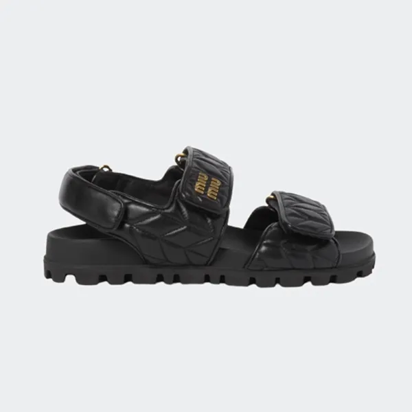 Dép Nữ Miu Miu Matelassé Nappa Leather In Black 5XX605 3LM5 F0002 5 99 F010 Sandal Màu Đen Size 35