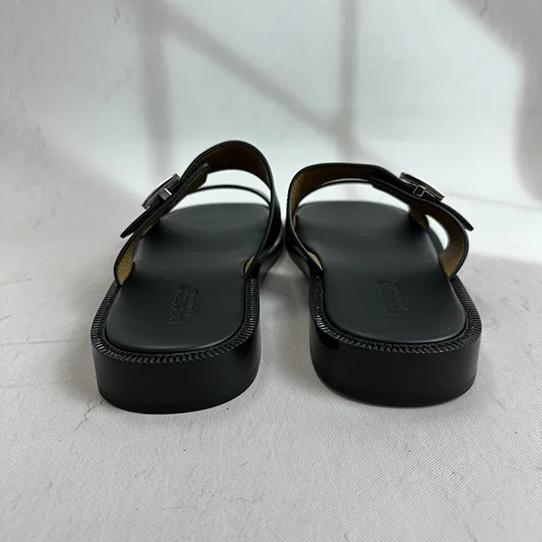 Dép Nam Burberry TB Logo Monogram Motif Leather Sandals Màu Đen Size 40 - Dép - Vua Hàng Hiệu