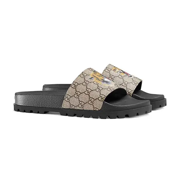 Dép Nam Gucci GG Supreme Tiger Slide Sandal Màu Đen Size 40 - Dép - Vua Hàng Hiệu