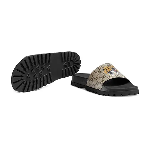 Dép Nam Gucci GG Supreme Tiger Slide Sandal Màu Đen Size 40 - Dép - Vua Hàng Hiệu