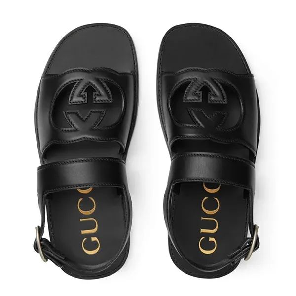 Dép Nam Gucci Interlocking G Sandals Màu Đen Size 41.5