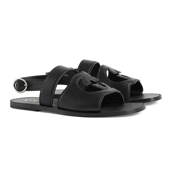 Dép Nam Gucci Interlocking G Sandals Màu Đen Size 41.5