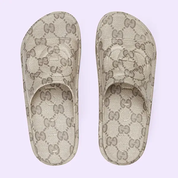 Dép Nam Gucci Interlocking G Slide Monogram 725535-JAAC6-9742 Màu Be Size 42