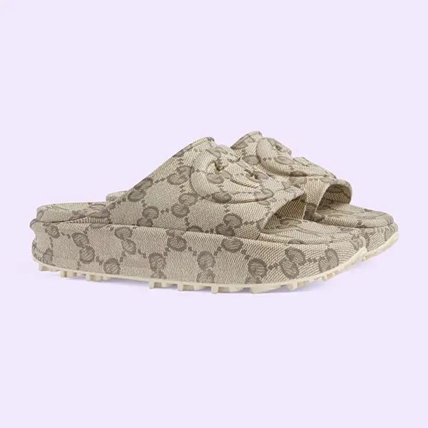Dép Nam Gucci Interlocking G Slide Monogram 725535-JAAC6-9742 Màu Be Size 42