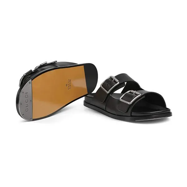 Dép Nam Gucci Men’s Sandal With Buckles Màu Đen Size 39