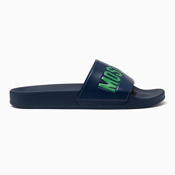 Dép Nam Moschino Logo Slides In Rubber Màu Xanh Blue Size 39