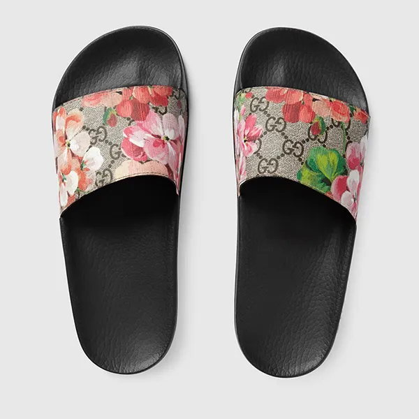 Dép Nữ Gucci Pursuit Floral-print Leather Beige Comb 408508-KU200-8919 Màu Đen Size 36 - Dép - Vua Hàng Hiệu