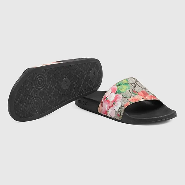Dép Nữ Gucci Pursuit Floral-print Leather Beige Comb 408508-KU200-8919 Màu Đen Size 36 - Dép - Vua Hàng Hiệu