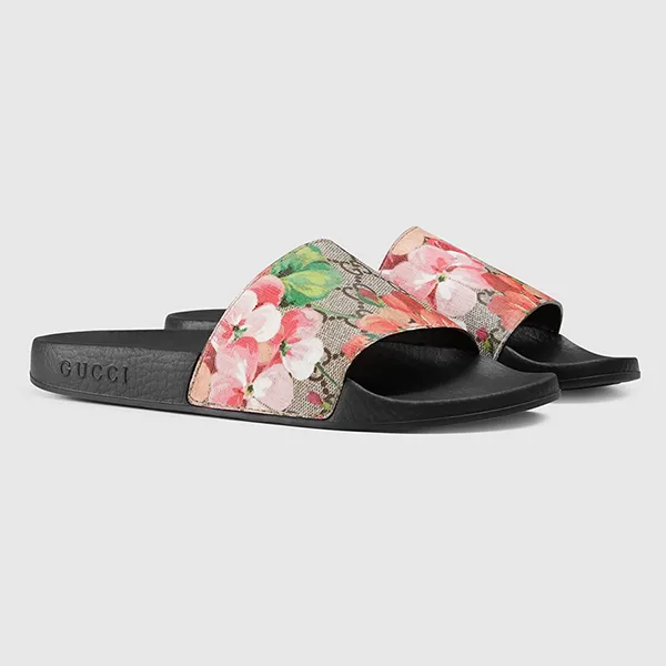 Dép Nữ Gucci Pursuit Floral-print Leather Beige Comb 408508-KU200-8919 Màu Đen Size 36 - Dép - Vua Hàng Hiệu
