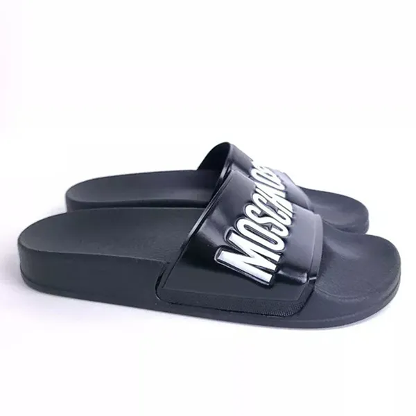 Dép Nữ Moschino Logo Black Slides Màu Đen Size 39