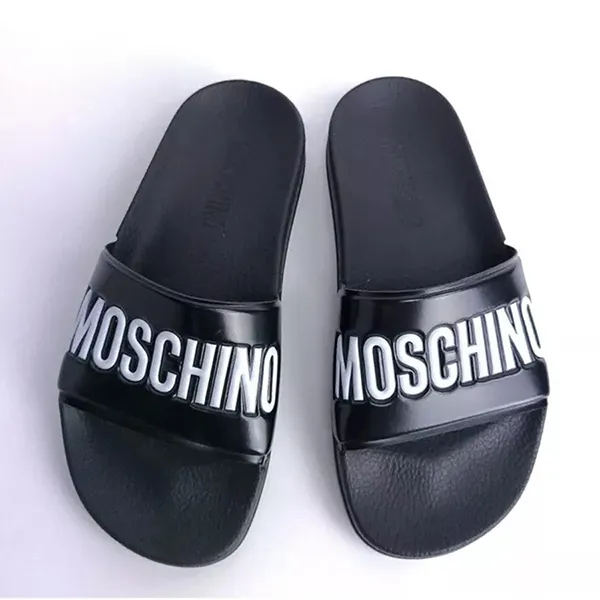 Dép Nữ Moschino Logo Black Slides Màu Đen Size 39
