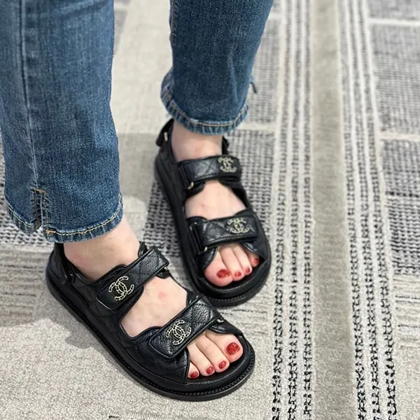 Dép Sandal Nữ Chanel Quilted Dad Sandal Black Màu Đen Size 38 - Dép - Vua Hàng Hiệu