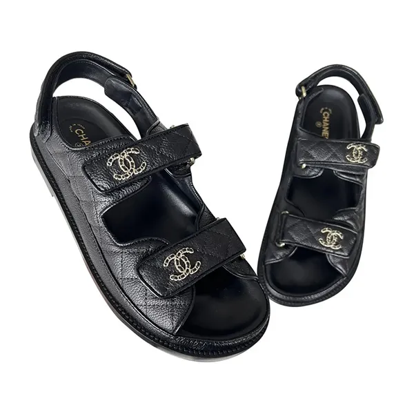 Dép Sandal Nữ Chanel Quilted Dad Sandal Black Màu Đen Size 38 - Dép - Vua Hàng Hiệu