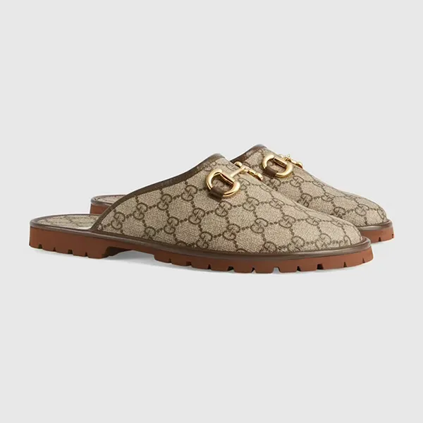 Dép Sục Nữ Gucci Slipper Horsebit 655571-96G60-9762 Màu Be Nâu Size 41