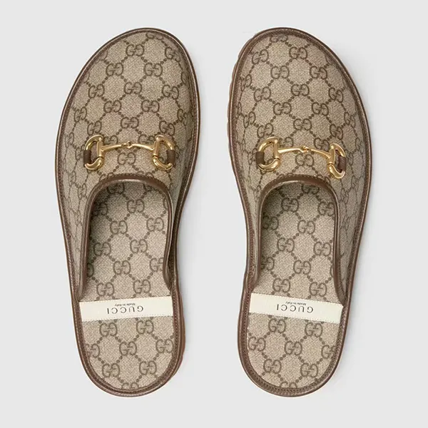 Dép Sục Nữ Gucci Slipper Horsebit 655571-96G60-9762 Màu Be Nâu Size 41